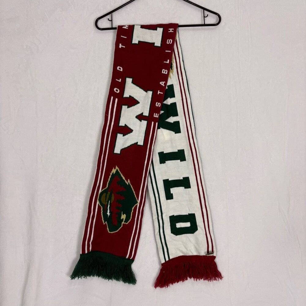 Minnesota Wild Hockey Red & White Reversible Winter Scarf Unisex